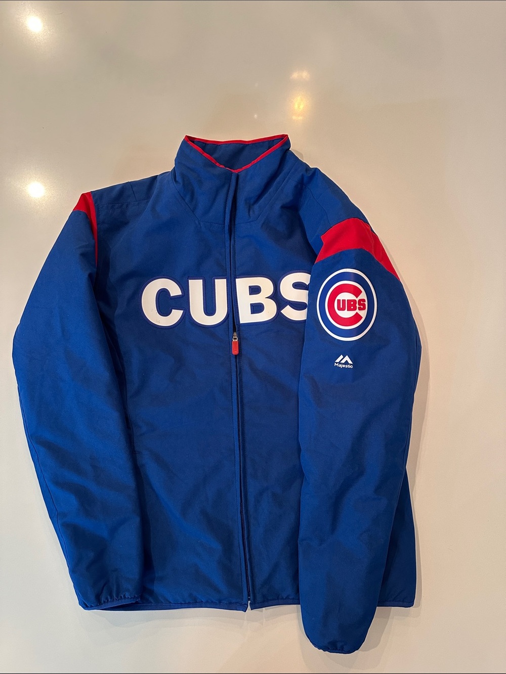 Majestic Cubs Blue Jacket with Red Accents